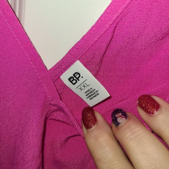 BP Hot pink deep V front and back tank - Picture 3 of 6